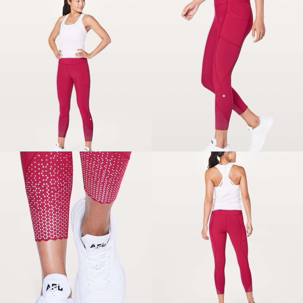 lululemon athletica Berry Leggings with Dotted Hem